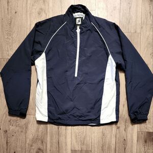 Foot Joy Quarter Zip Pullover Windbreaker Jacket Navy Blue White Size M